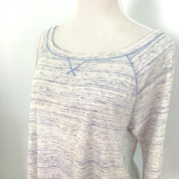 free people cropped marled blue thermal top - Picture 3 of 8